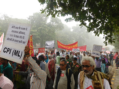 Communist parties marching to oppose demonetisation