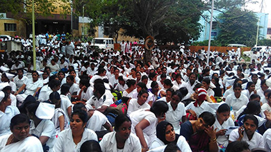 Nurses of the government hospitals demanding regular employment